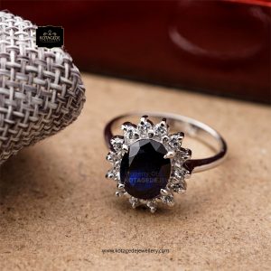 Cincin Kawin Tunangan Emas Putih Blue Diamond WG0256